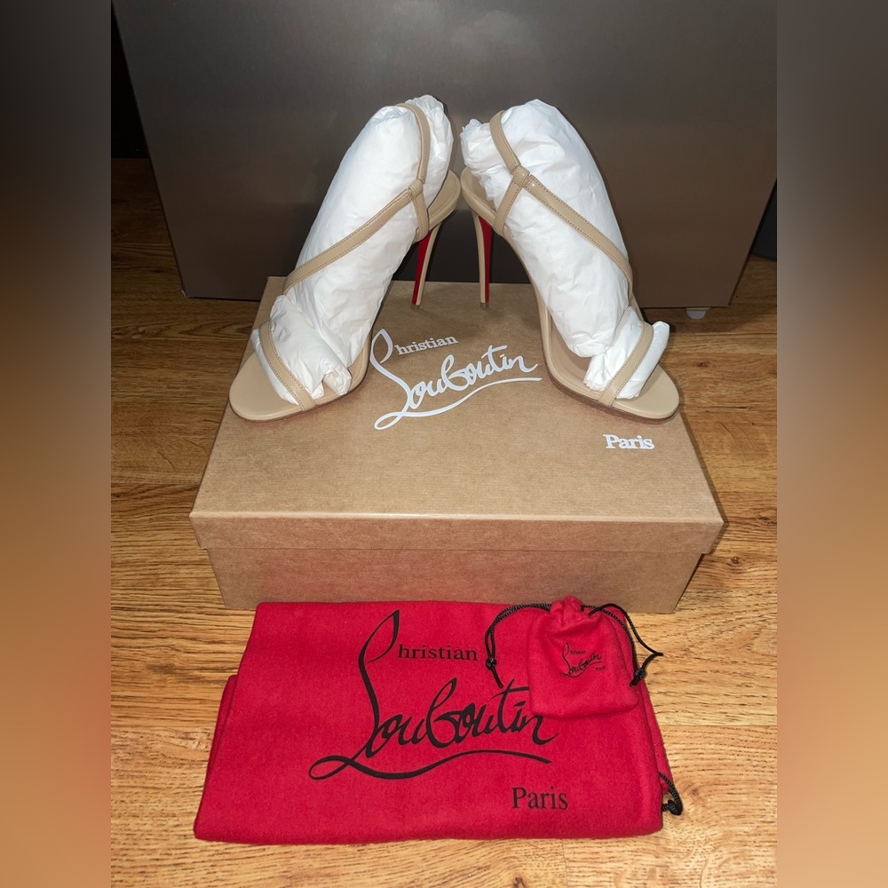 Christian Louboutin Red Bottoms, Rosalie Sandal, Color Nude1, Size 36.5